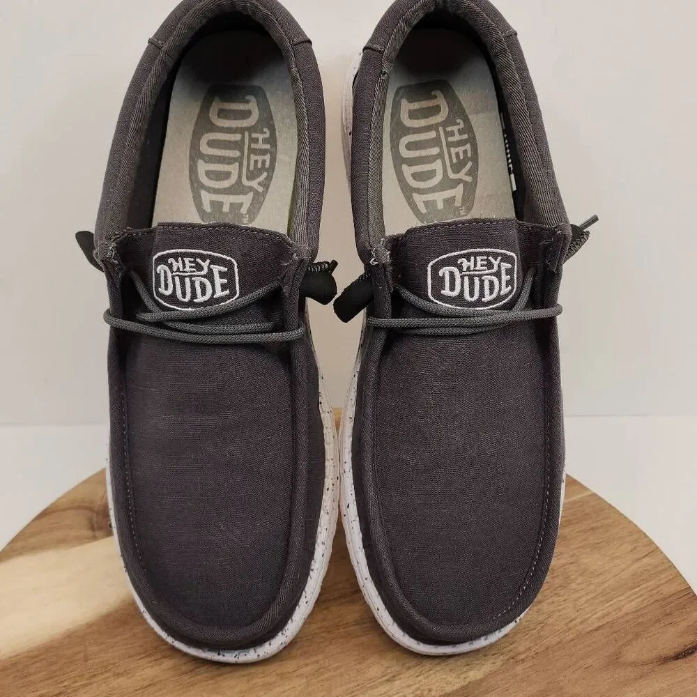 Hey Dude Wally SLUB Canvas Gray Mens Shoes Size 11 - Picture 9 of 11